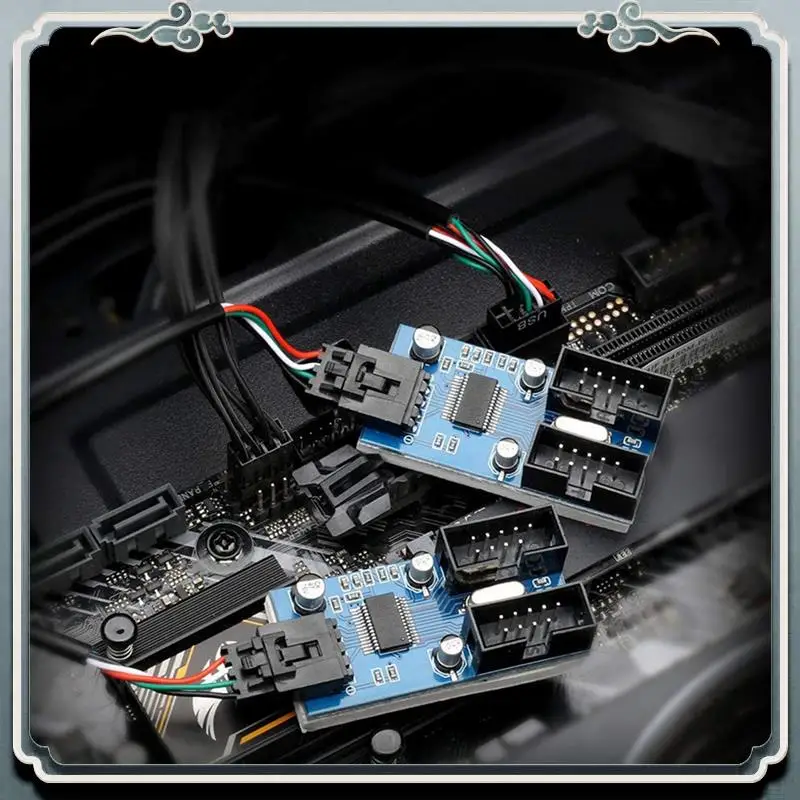 Premium 2X Motherboard USB 2.0 9Pin Header 1 To 4 Extension Hub Splitter Adapter Converter 30CM 9-Pin Internal Cable