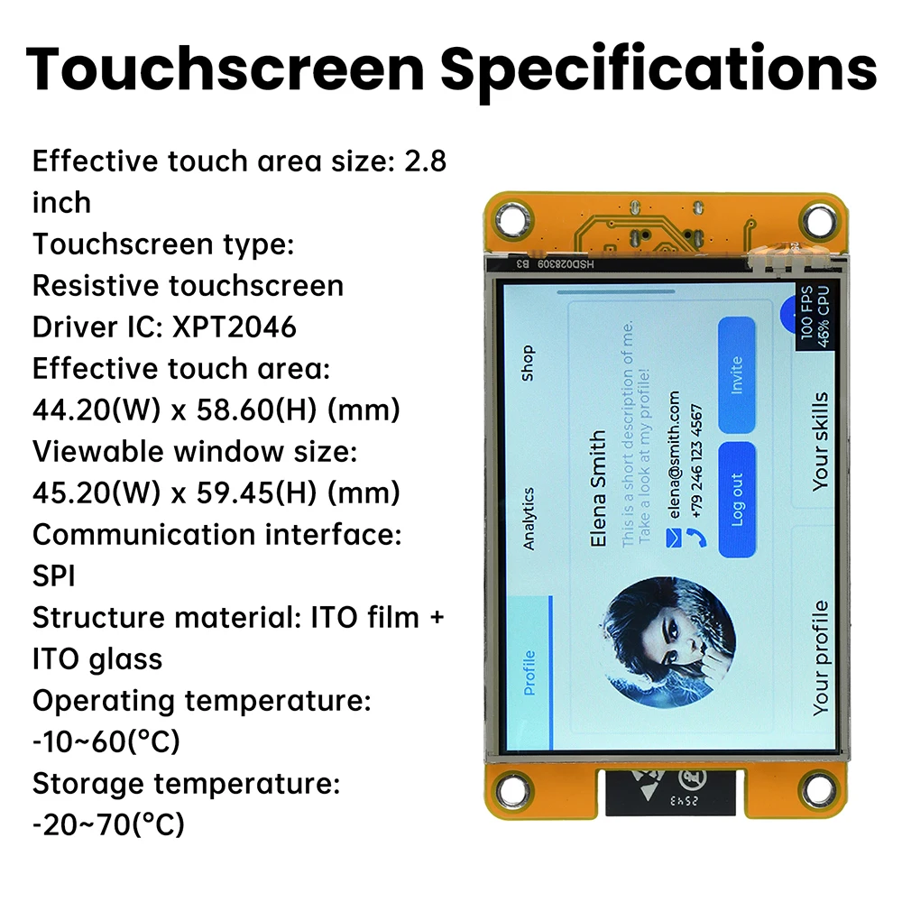 ESP32 2.8-inch LED Touch Screen Module ESP WiFi Bluetooth Development Board ST7789 Driver 240x320 Resolution Built-in 520KB SRAM
