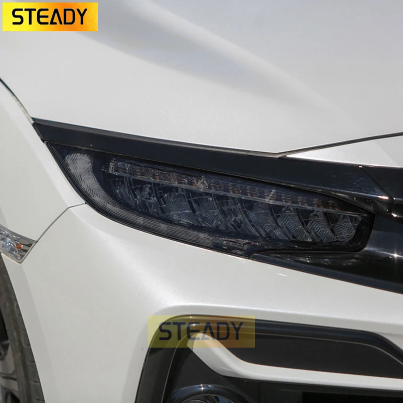 

Car Headlight Protective Film Front Light Transparent Smoked Black TPU Sticker For Honda Civic 10th Gen 2016-2021 Accessories