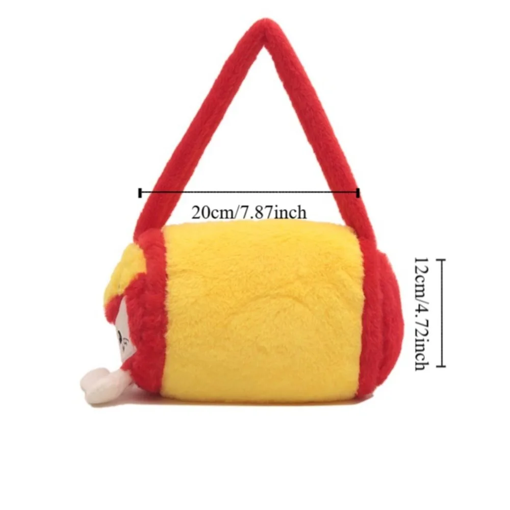 Cilindrische Pluche Frieten Handtas Koreaanse Stijl Zachte Cartoon Hamburger Tas Kawaii Biscuit Leuke Pluizige Handtas Dames/Meisjes