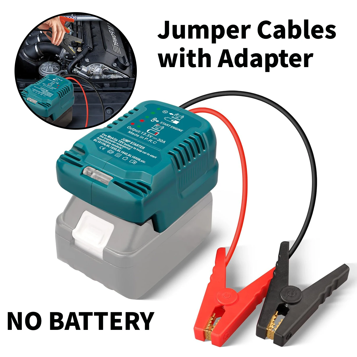 Portable Cables Adapter For Dewalt/Makita/Milwaukee 18 V Li-ion Battery 11 AWG Cable Power Battery Jump Starting Adapter