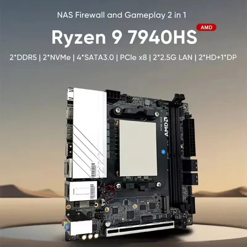 N17 NAS 게이밍 메인보드 AMD Ryzen 9 8945HS 7940HS R7 8745HS 7840HS 방화벽 메인보드 4*SATA 2*NVMe PCIEx8 2*2.5G LAN
