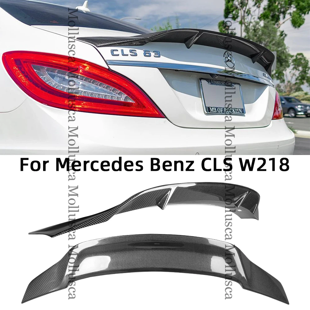 For Mercedes-Benz CLS 63 53 500 300 C218 W218 R Style Carbon Fiber Rear Spoiler Trunk Wing 2011-2019