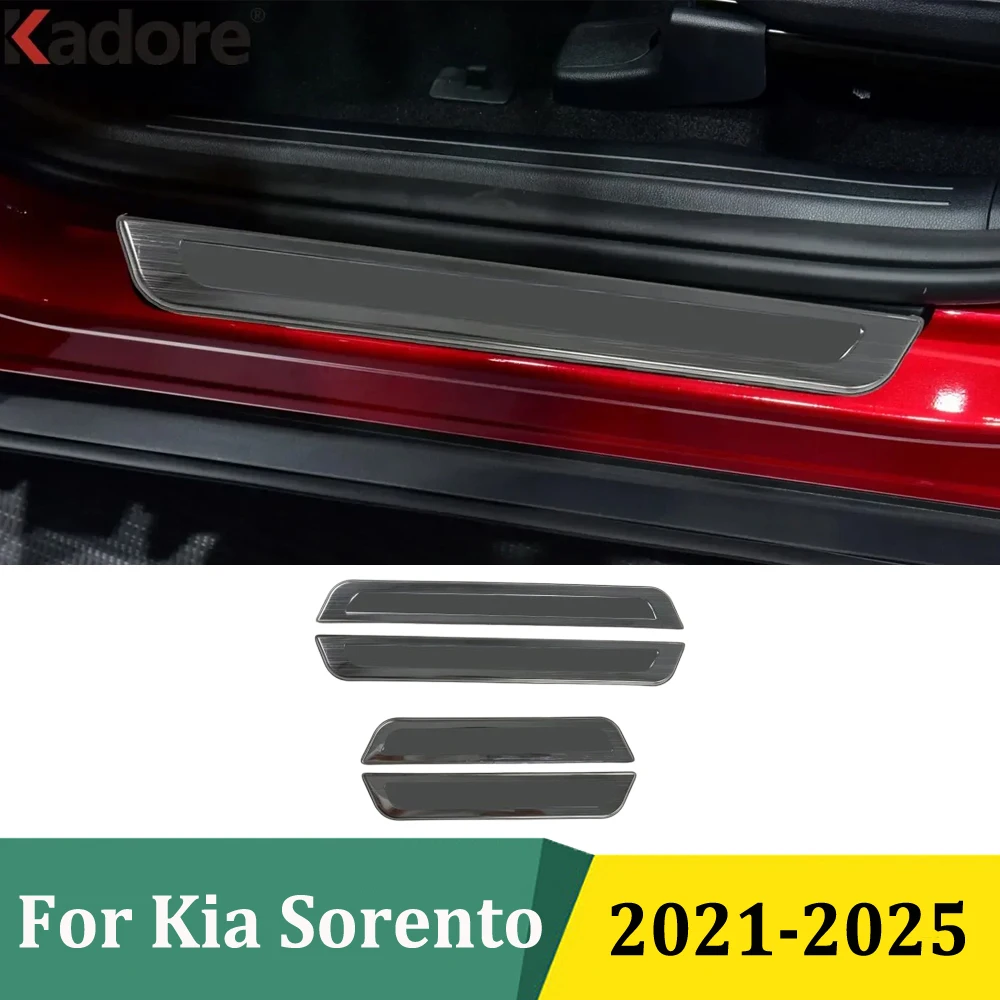 

Для Kia Sorento 2021 2022 2023 2024 2025 из нержавеющей стали, внешняя защитная накладка на порог, наклейка на автомобиль, аксессуары