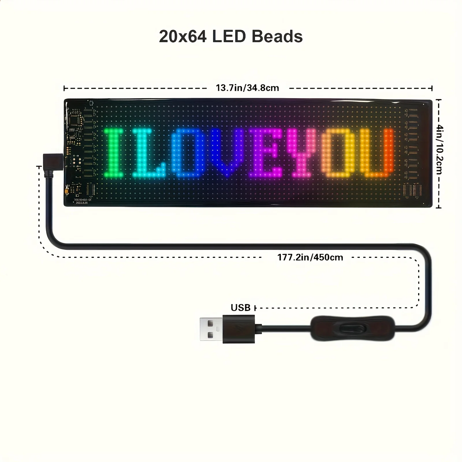 アプリ制御のデビルアイライト付き車用LEDサイン、USB電源、バーの装飾、コンサートの雰囲気、店舗サインに最適