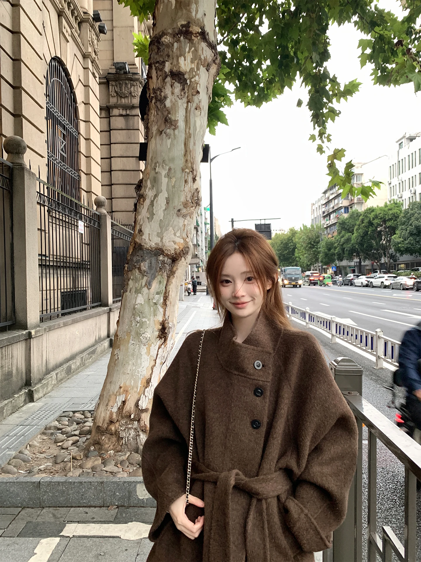 

Zhengzheng Home Tibetan Yak Wool Camere Coat Korean Sle Commute Loose Fit Long Sve Coat for Young Women Winter Outerwear