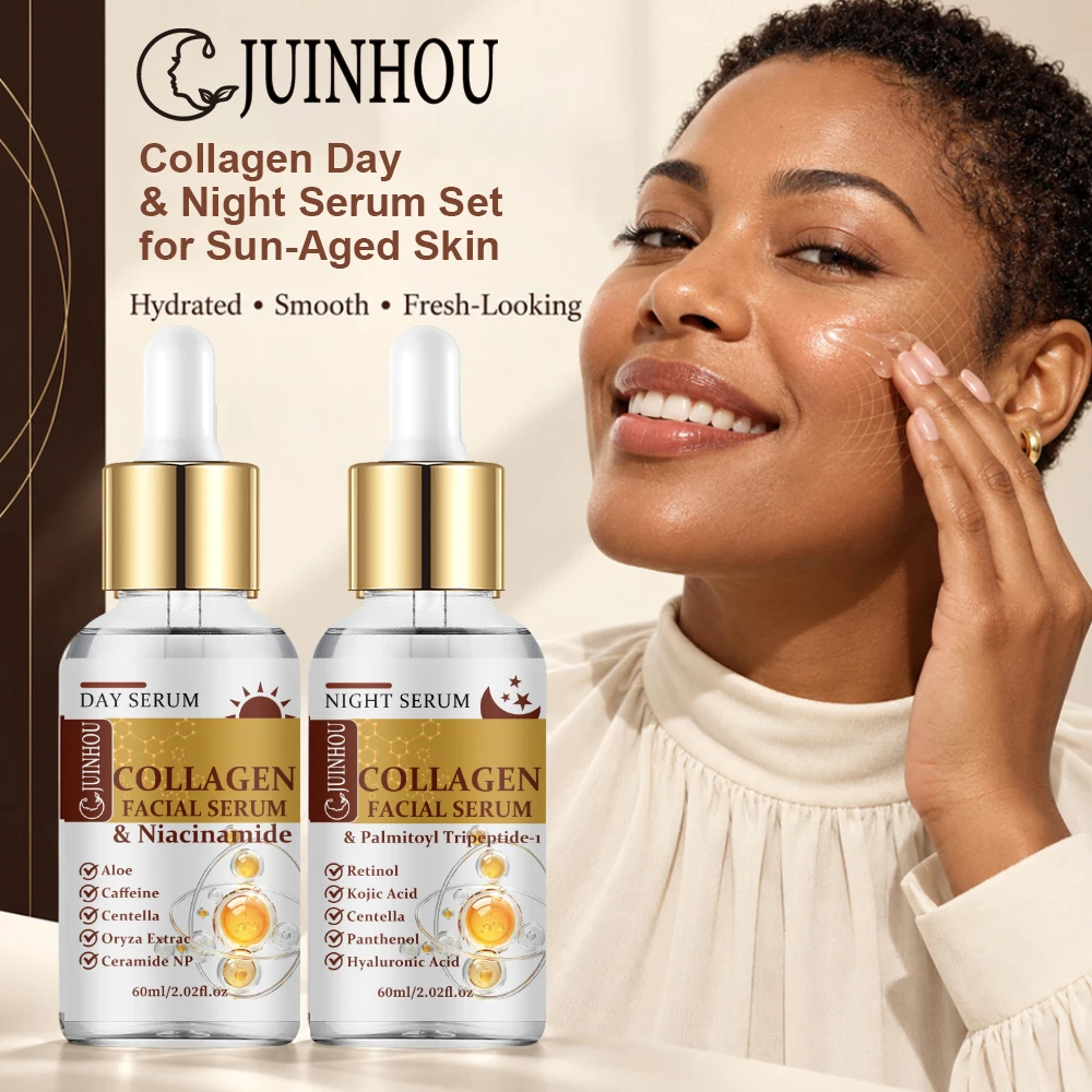 JUINHOU Facial Serum 2pcs Collagen Niacinamide Peptide Kit Moisturizing Plumping Smooth Dull Skin Anti Aging Facial Skin Care