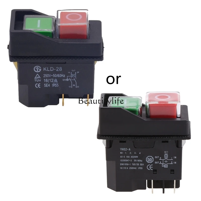 

16A 4Pin Electromagnetic Pushbutton Electric Tool Stop On/Off Safety Push Button Easy Operate Dropship