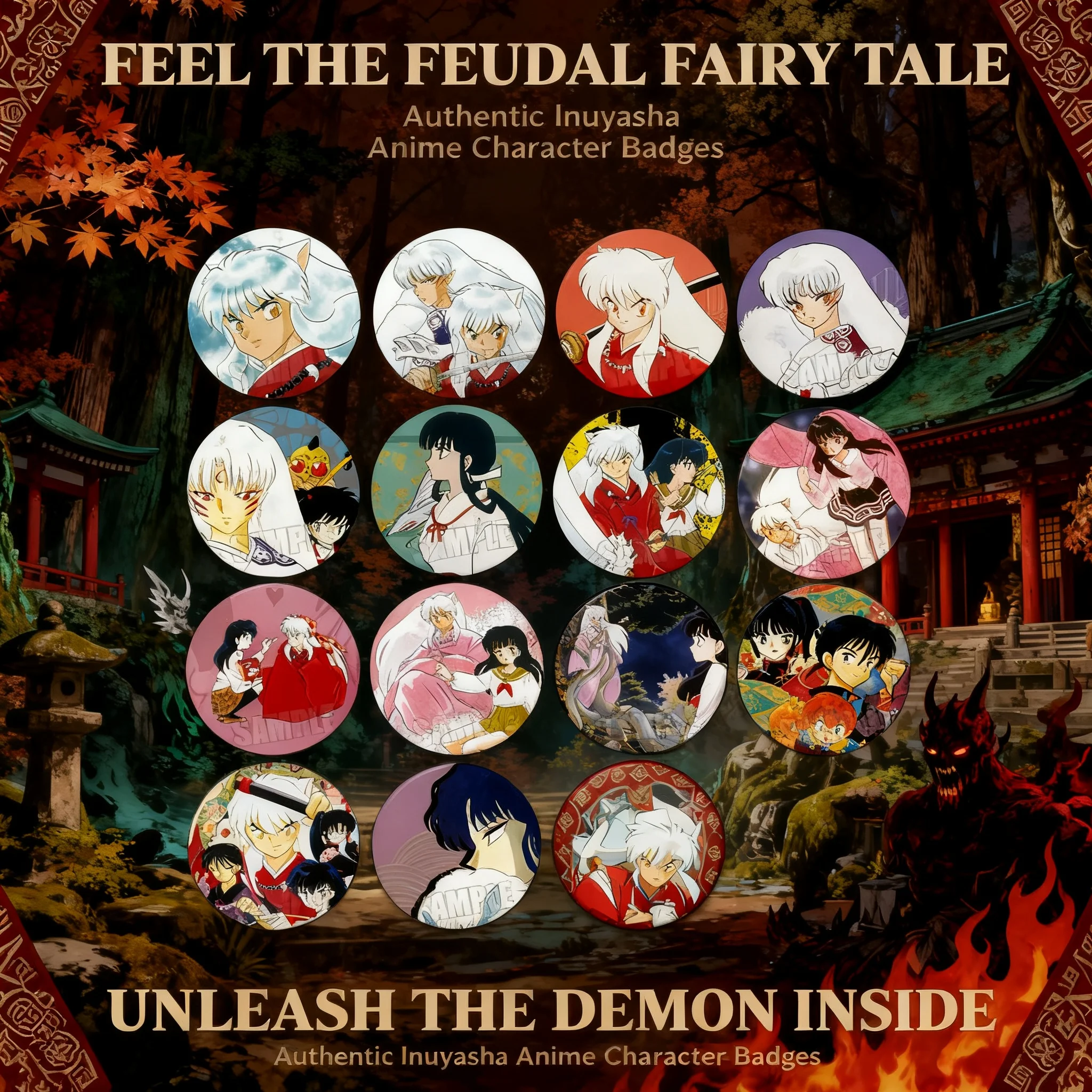 

Inuyasha Kagome Sesshomaru Shippo Sango Naraku Anime Badge Pin Set 14 Styles Cute Cartoon Character Collectible Merchandise