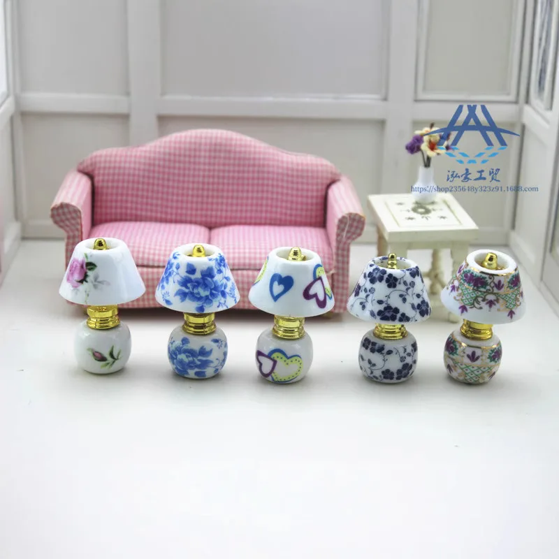 

1:12 миниатюрная керамическая настольная лампа, игрушки, модель сцены, аксессуары для кукольного домика, изысканный реквизит для фотосъемки, украшение кукольного дома