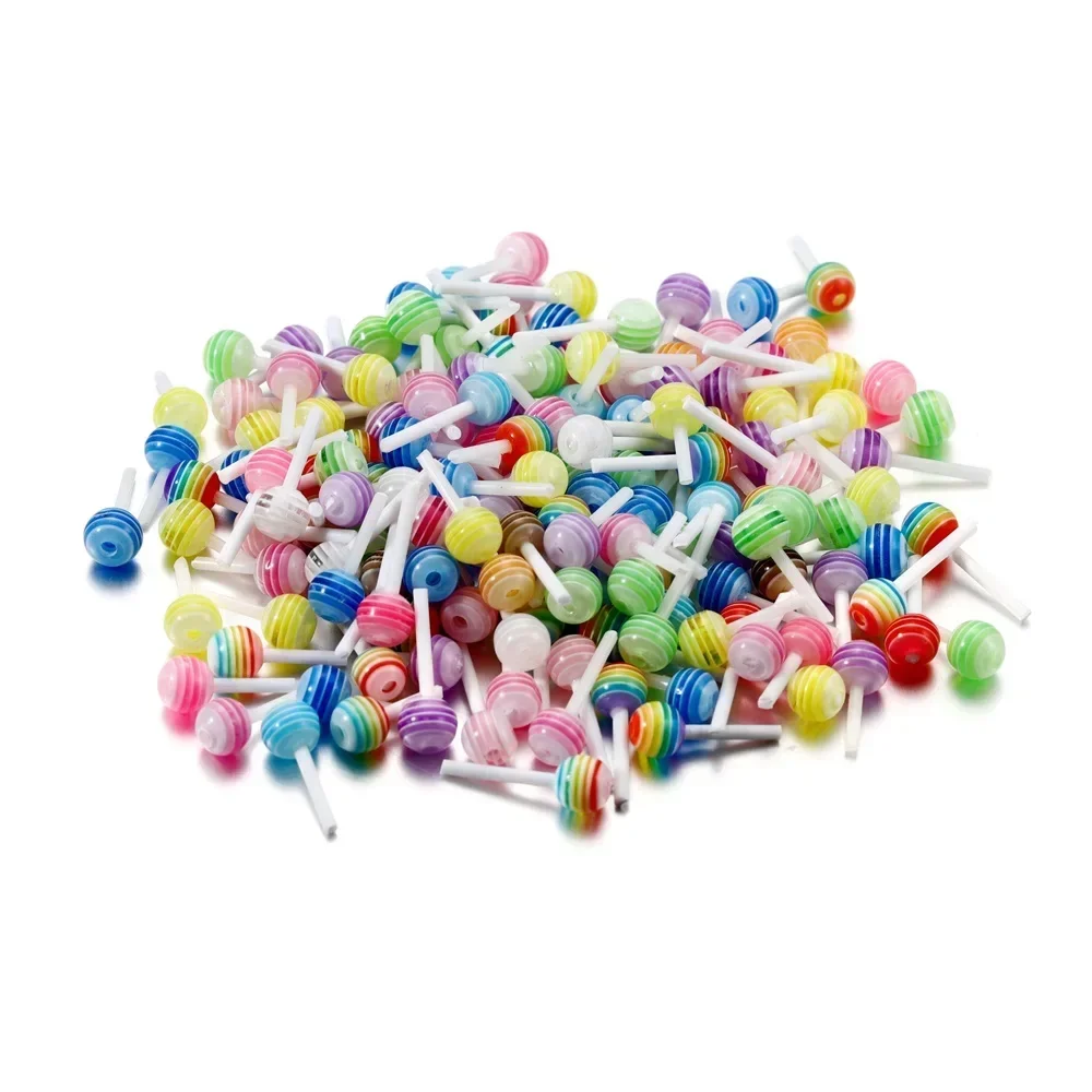 50pcs/Bag 3D Colorful Lollipop Charms for Nail Art Decorations Resin 4/6mm Kawaii Bear Accessories Mini Design Nail Jewelry Bulk