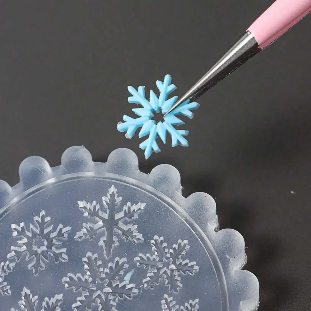 Winter Silicone Nail Carving Mold Christmas Snowflakes Design Mould Stamping Plate Gel Stencils Nail Charms DIY Manicure