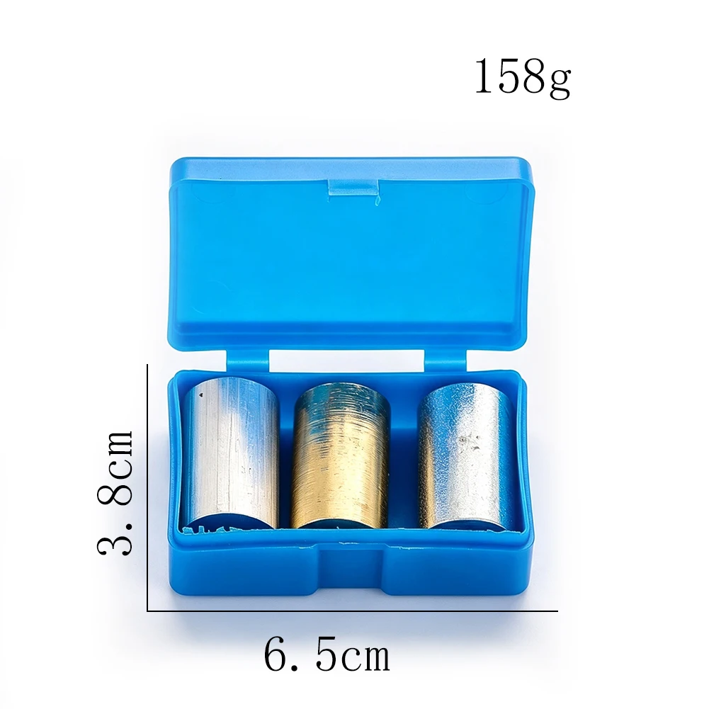 3-teiliges poliertes Metallzylinder-Set aus Messing, Aluminium und Eisen mit Kunststoffgehäuse, Lehrmittel für Schule und Labor – Detail 3