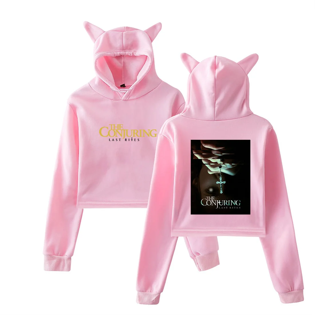 The Conjuring آخر طقوس القط الأذن هوديس موضة بلوزات قصيرة الهيب هوب الدب الأذن مقنعين البلوفرات مضحك ملابس النساء بلايز