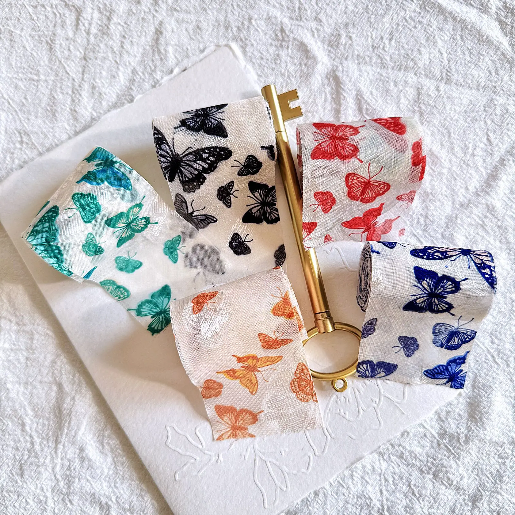 Printed Flower Silk Chiffon Ribbon Wedding Hand Torn Raw Edge Rural Wind Snow Spun Small Fresh Bouquet Ties Broken Tassel Ribbon