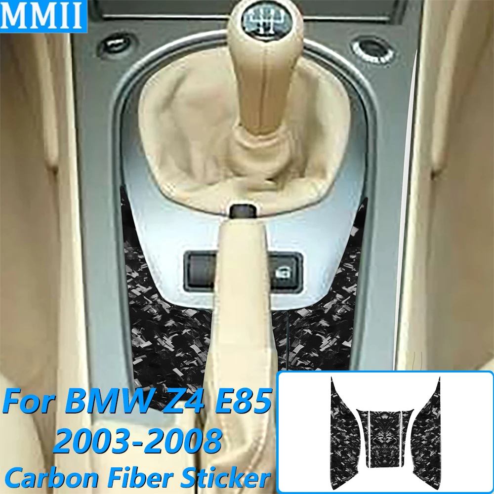 For BMW Z4 E85 E86 2003-2008 Forged Carbon Fiber Central Storage Cup Holder Panel Cover Decorative Set Car Accessories Sticker