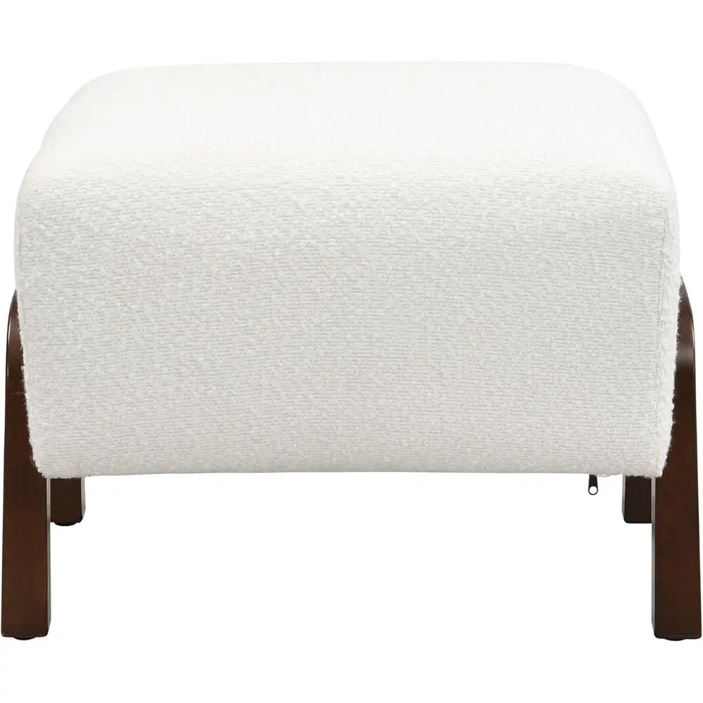 Moderner gepolsterter Ottoman-Stuhl mit Holzbeinen, weiß, 20 x 18,75 x 15,75, stilvolle Akzent-Fußstütze