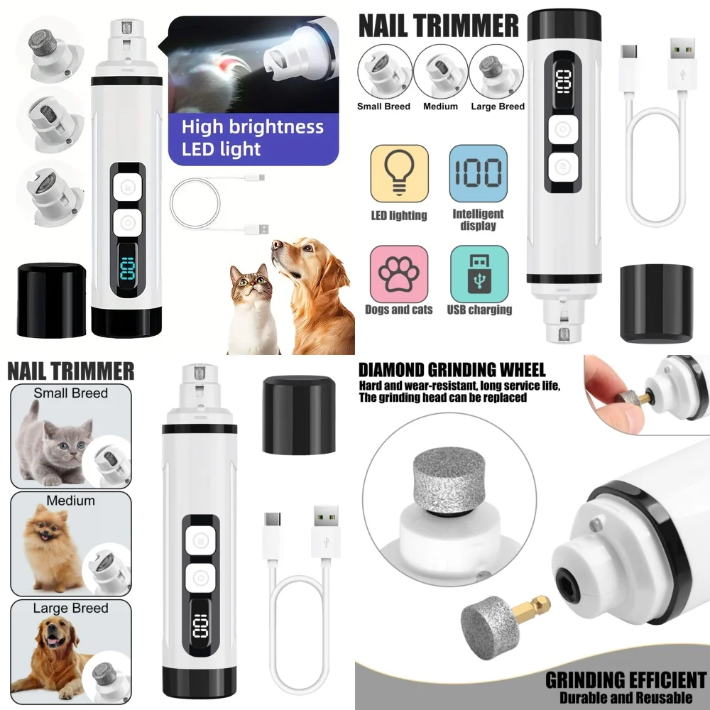 

Электрическая шлифовальная машинка для ногтей для собак, перезаряжаемая от USB машинка для стрижки ногтей для домашних животных, профессиональный триммер для домашних животных, тихая беспроводная пилочка для ногтей, быстрая зарядка
