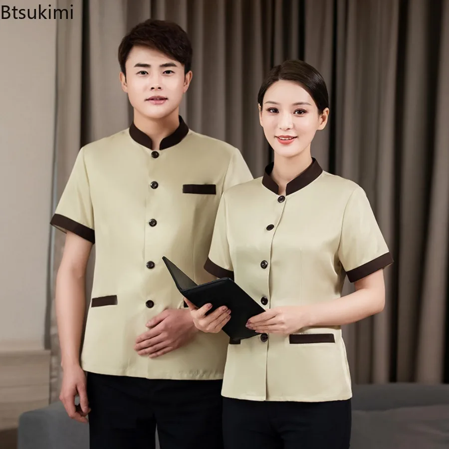 uniformes-de-trabalho-para-mulheres-trajes-de-hotel-roupas-de-limpeza-camisas-para-garcons-de-restaurante-camisas-para-funcionarias-de-lavanderia-tops-para-pedicure