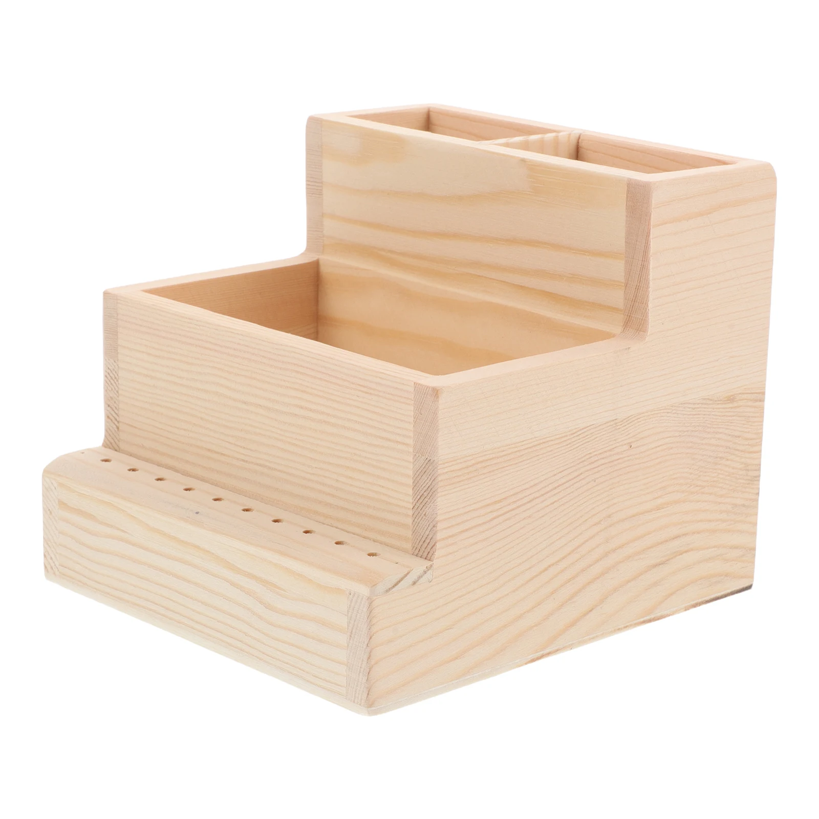 

Beauty Tool Storage Box Large Capacity Wooden Compartment Manicure Drill Case Nail Plate Bit Container Supply Polishing Head
