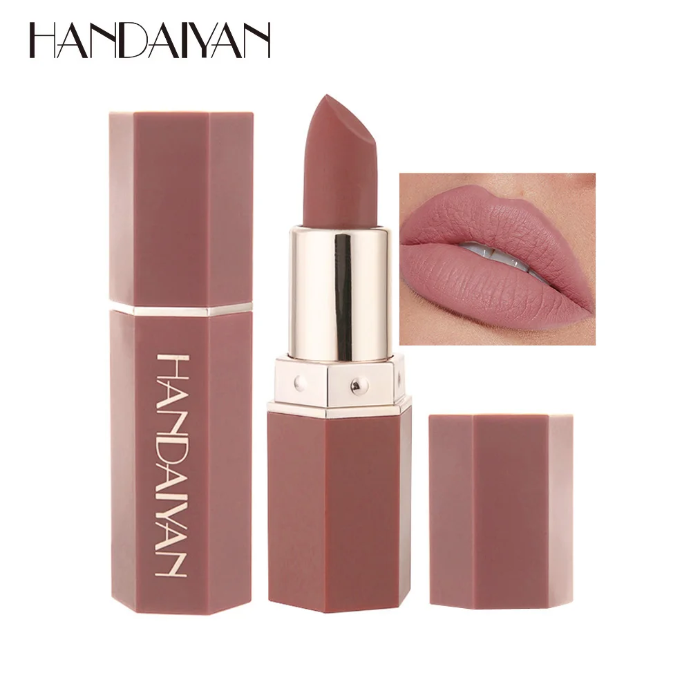 HANDAIYAN Matte Lipstick Lips Makeup Nude Lip Stick Make Up Cosmetics Foggy Smooth Matt Tint Lip Balm 1Pc