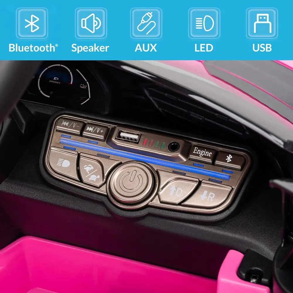 รถยนต์ไฟฟ้าสำหรับเด็ก 12V ลิขสิทธิ์แท้ Lamborghini Lanzador รถของเล่นสปอร์ตขับเคลื่อนด้วยแบตเตอรี่ พร้อมรีโมทคอนโทรลสำหรับผู้ปกครองและคู่มือการใช้งาน สีชมพู