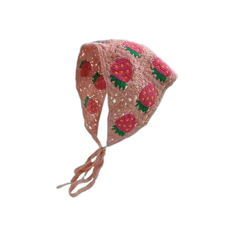 Haarband Damen-Haarschmuck, modischer gestrickter, gehäkelter, hohler Dreiecksschal, süßes und süßes, florales Kopftuch im Girly-Stil – Detail 7