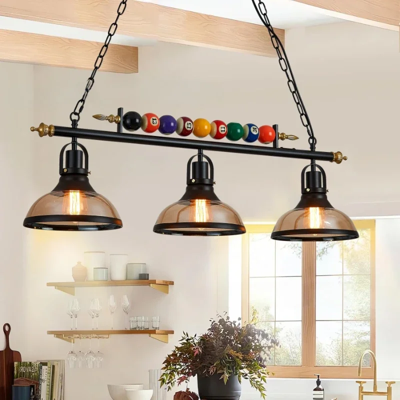 

Nordic retro restaurant billiards pendant light bar coffee shop hotel personalized LED lights room decoration lighting fixtures