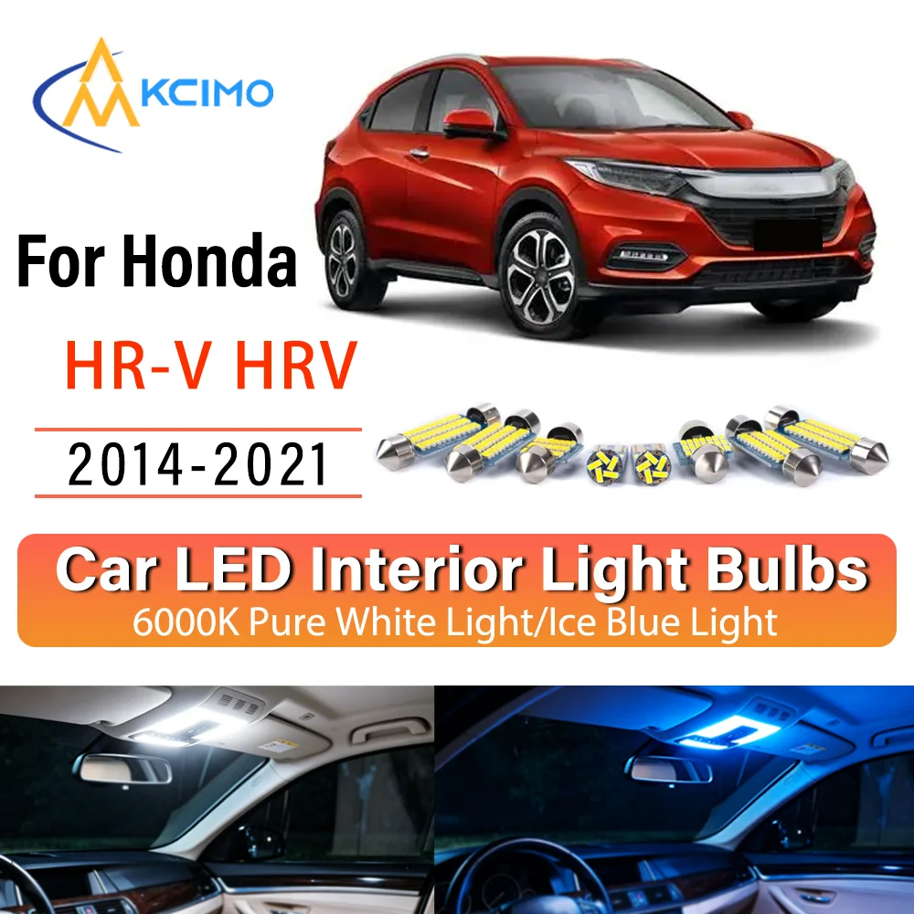 Kit de remplacement d'éclairage intérieur LED à lueur persistante pour Honda HR-V HRV 2014-2021 2015 2016 – Amélioration des lampes de dôme, de lecture et de coffre