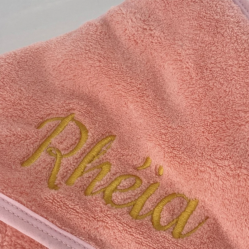Personalized Embroidery Baby Cape Custom Name Children\'s Bath Towel Cloak Quick-Drying Coral Velvet Robe Cape Darling Hooded