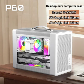 Trem de potência p60 M-ATX caixa de computador portátil itx placa-mãe atx/sfx fonte de alimentação suporte u3 tipo-c desktop mini chassi pequeno