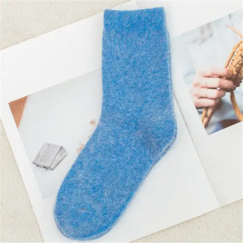 Sock Leisure Ankle Crew Fuzzy Autumn Winter Rabbit Fur Women mid-calf Thickened Warm Soft Wool Socks 8W96 - Image 16