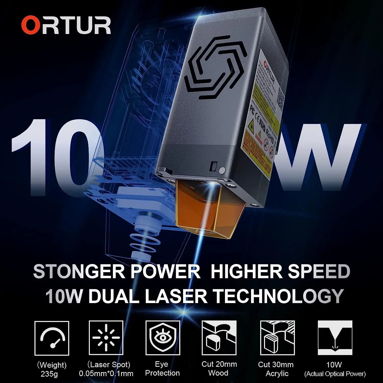 ORTUR Laser Master 3 Laser Engraver 10W Higher Accuracy CNC Cutter 20000mm/min App Control Engraving Cutting Machine