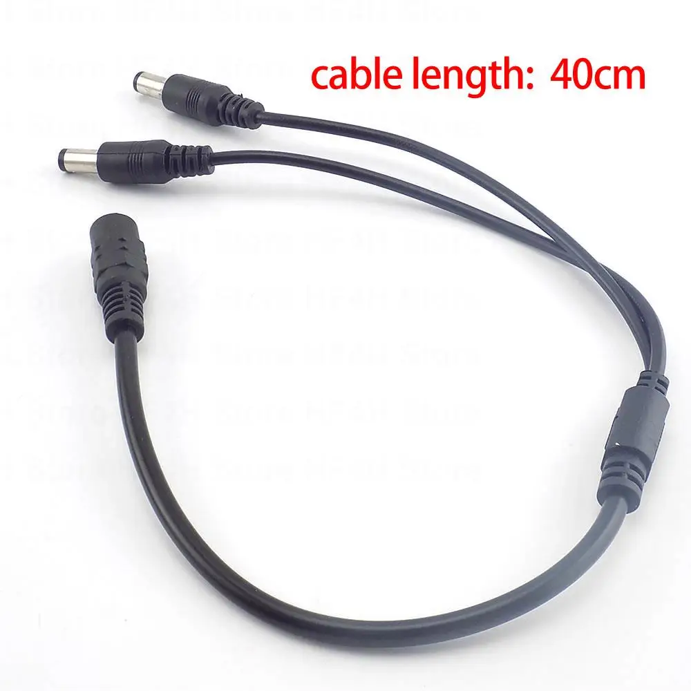 1 Female to 2 Male Splitter 2 way Plug connector Cable 5.5mm*2.1mm 12V DC Power jack Adapter Supply for CCTV Camera led strip R