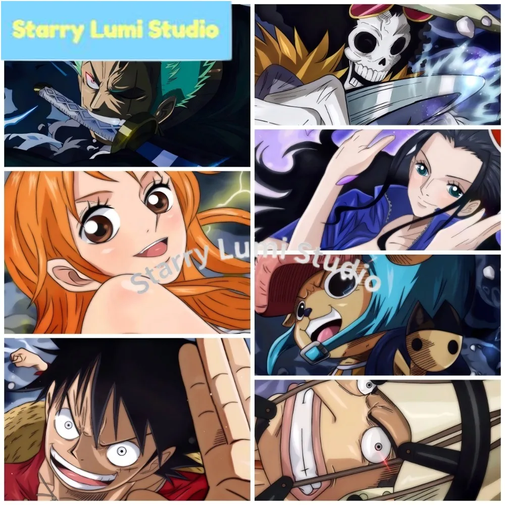 Kit de Pintura de Diamantes 5D DIY, Personajes de Anime de One Piece, Sombrero de Paja, Piratas, Luffy, Mosaico Completo, Arte para Decoración de Pared del Hogar, Regalo