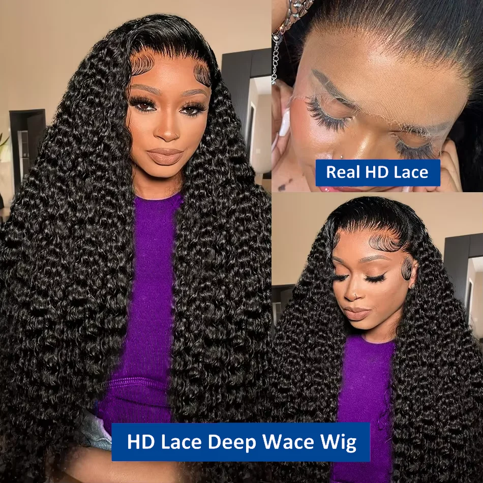 Deep Waveลูกไม้ด้านหน้าวิกผมมนุษย์ 13x4 Curlyวิกผมผมมนุษย์ 13x4 Pre Pluckedโปร่งใสลูกไม้ด้านหน้าวิกผมบราซิลผมremy