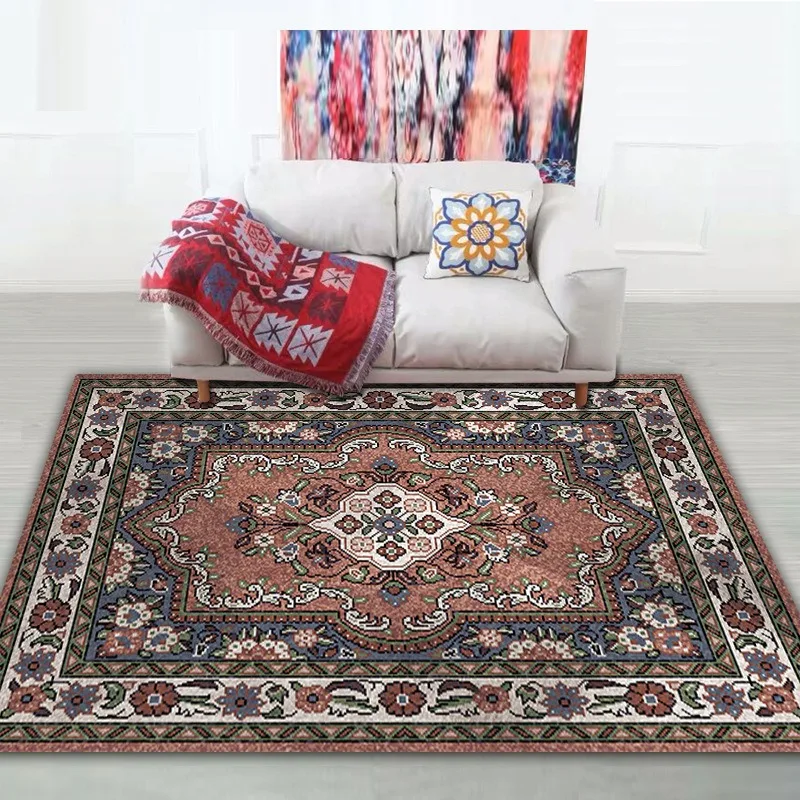 Fußmatte im böhmischen Stil mit ethnischem Blumenmuster, rutschfeste, waschbare Bodenmatte für Zuhause, Eingang, Wohnzimmer, Dekoration