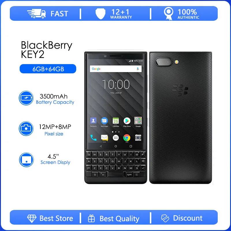 BlackBerry keytwo Key2 Refurbished-Original Octa-core 12 MP 4.5\