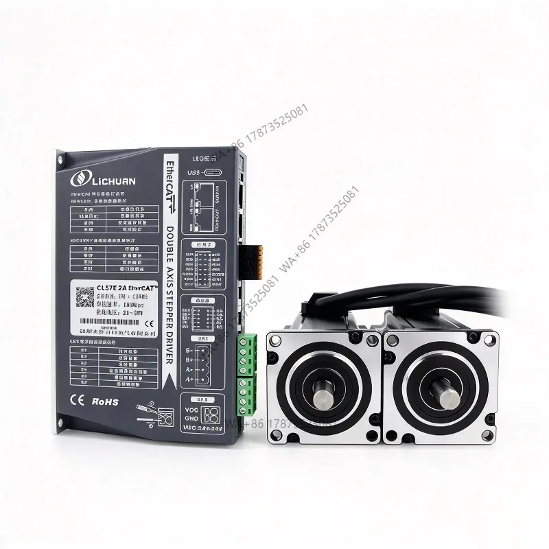 Lichuan Dual-axis Nema24 Ethercat closed loop stepper motor 2Nm 3Nm 4.5Nm 4.8Nm with matched driver CL57E-2A DC20-50V for CNC
