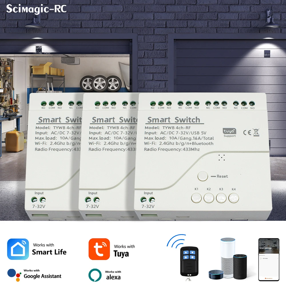 

3 шт. Tuya Wi-Fi модуль умного переключателя DIY модуль выключателя света 4CH пульт дистанционного управления работает Alexa Google Home Smartlife приложение 12 В 24 В 220 В