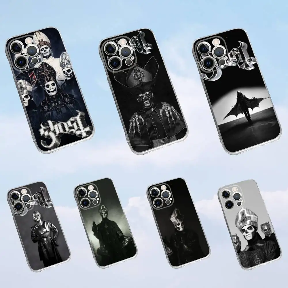 

H-Heavy Metal Band G-Ghost Phone Case For iPhone 16,15,14,13,12,11 Pro,Max,Plus,X,XS,XR,SE,Mini Transparent Silicone Soft