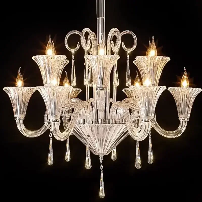 European Luxury Crystal Chandelier Creative LED Candle Design for Living Room Hotel Bar Club Engineering Lighting