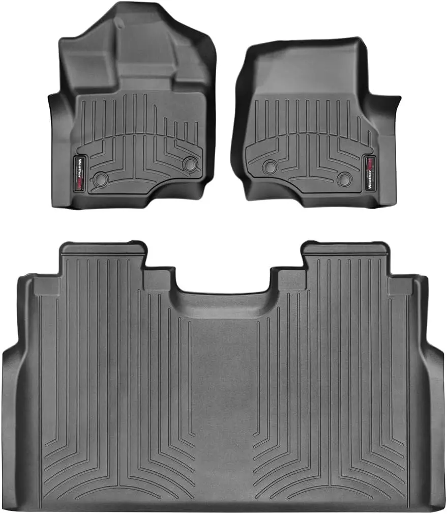 All-Weather Floor Liners for Ford F-150, 1st & 2nd Row, Black, Custom Fit