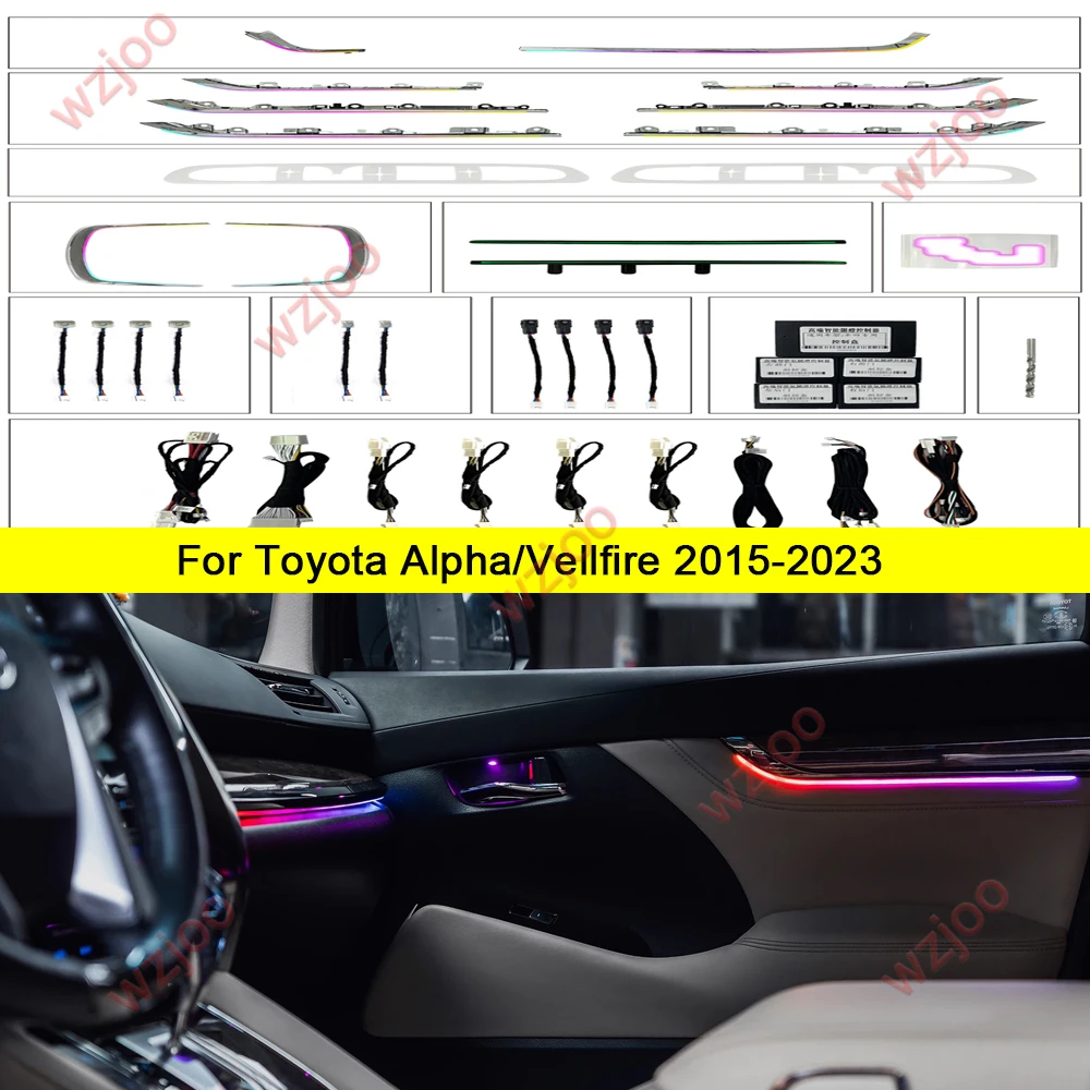 

Для 2015-2023 Toyota Alpha Vellfire окружающее освещение автомобильного интерьера 64 цвета дверной динамик светящаяся крышка светодиодный