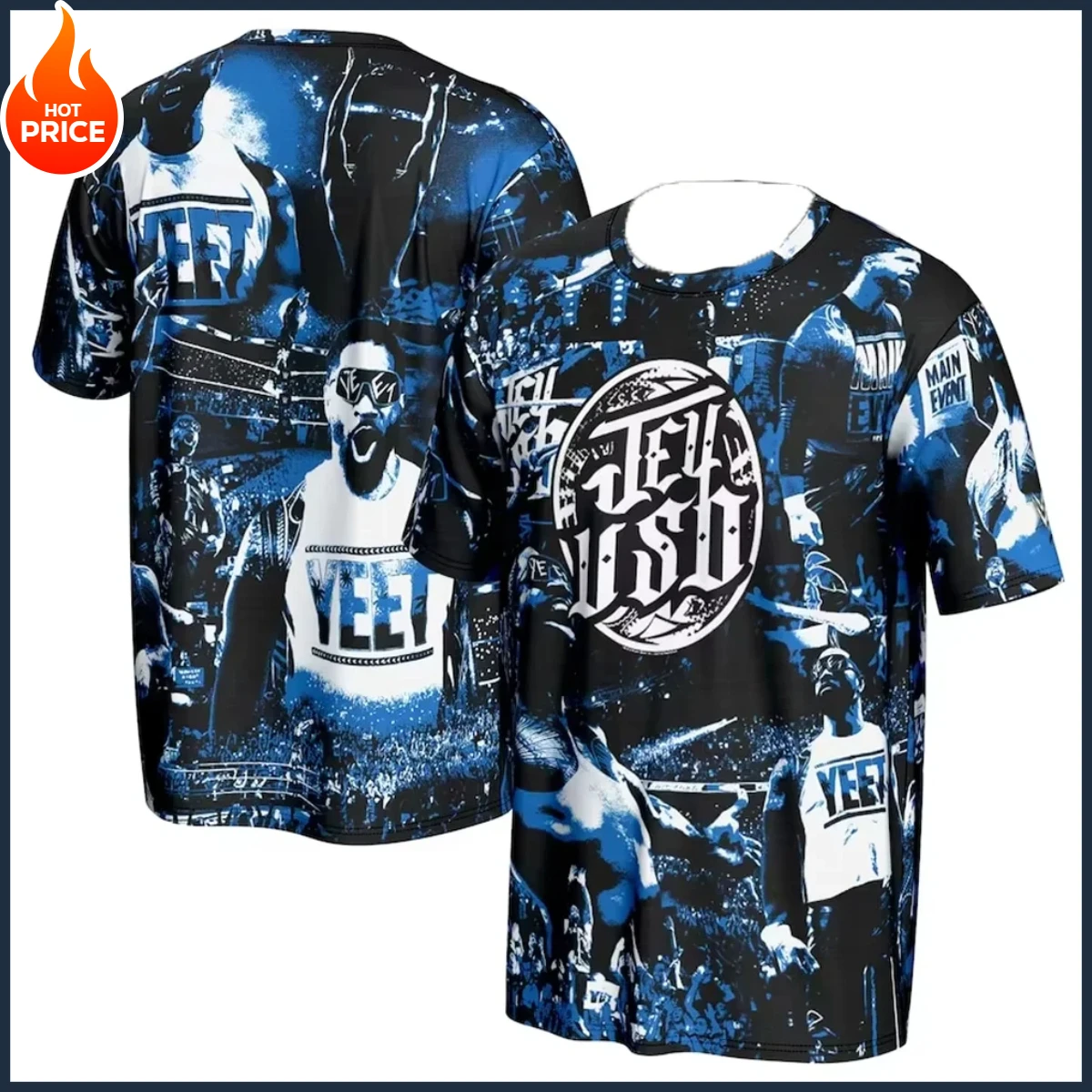 

New Men's And Women's Fighting Youth ProSphere Black Jey Uso Crowd T-Shirt Hot Selling Summer 3D Quick Drying Short Sleeved Shir