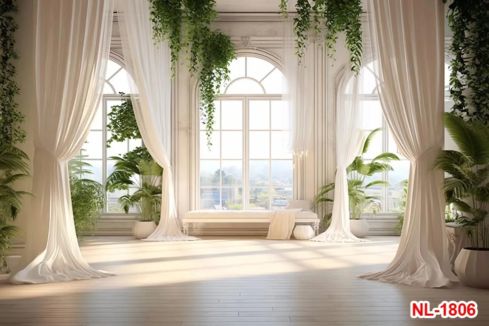 خلفيات زهور للديكور الداخلي ، ستارة بيضاء للنوافذ ، خلفيات صورة عائلية ، إكسسوارات فوتوغرافية لحفلات الزفاف الداخلية للكبار