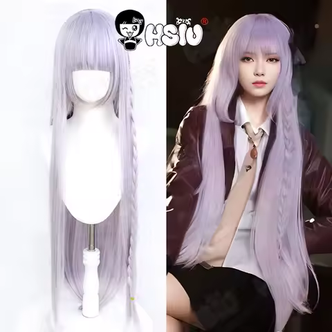 Kirigiri Kyoko Cosplay Wig HSIU 100CM light gray purple long hair Synthetic Wig Anime Danganronpa Kirigiri Kyoko cosplay Wig
