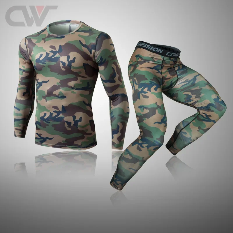 

New Men's Thermal Suit Gym Tights Thermal Underwear Compression Fitness MMA Rashguard Fitness Men's Long Quick Dry Tracksuit