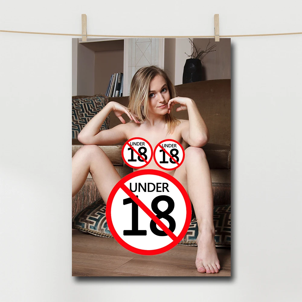 Sexy Blonde Girl Naked Woman Uncensored Breast Pussy Photo Art Posters Canvas Fabric Printed Paintings Wall Decor