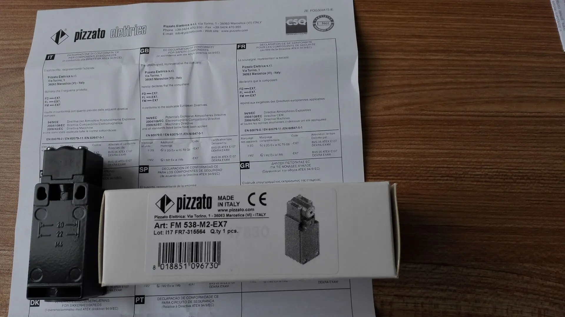 Pizzato's original import explosion-proof limit switch FM 538-M2-EX7